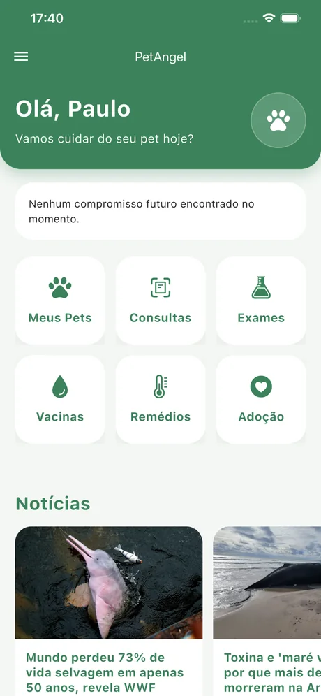 Aplicativo PetAngel com serviços veterinários